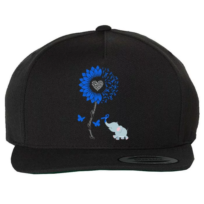 Juvenile Arthritis Awareness Sunflower Elephant Butterfly Gift Wool Snapback Cap