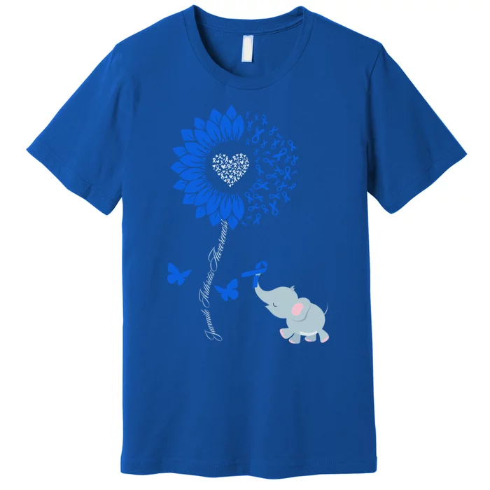 Juvenile Arthritis Awareness Sunflower Elephant Butterfly Gift Premium T-Shirt