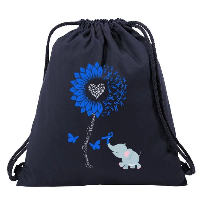 Juvenile Arthritis Awareness Sunflower Elephant Butterfly Gift Drawstring Bag