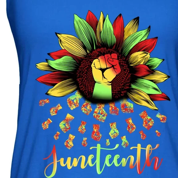 Juneteenth African American Sunflower Black History Freedom Great Gift Ladies Essential Flowy Tank