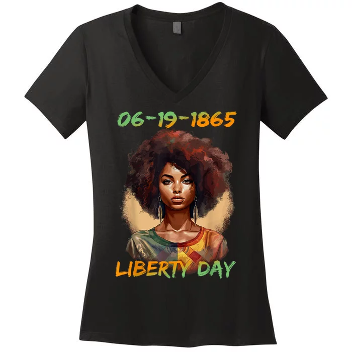 Juneteenth African American Women Independence Day Women's V-Neck T-Shirt