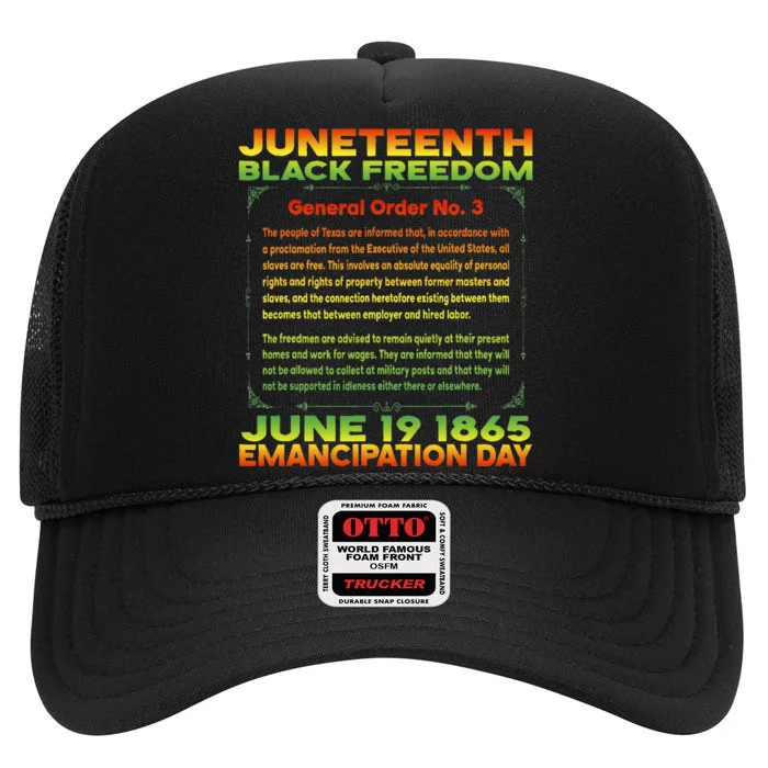 Juneteenth African American Freedom Black History June 19 High Crown Mesh Trucker Hat