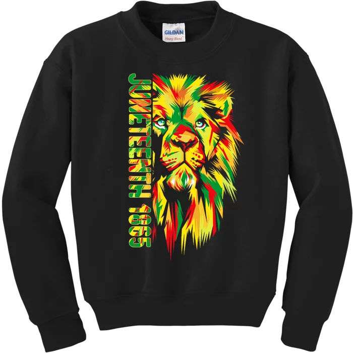 Juneteenth African American Black Lion 1865 King Kids Sweatshirt