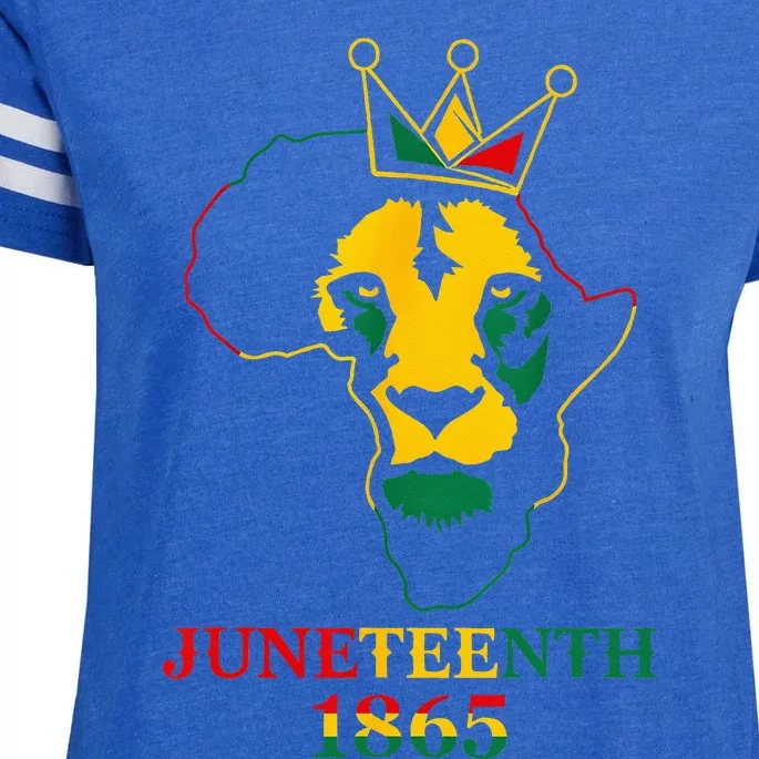 Juneteenth African American Black Lion 1865 King Gifts Enza Ladies Jersey Football T-Shirt