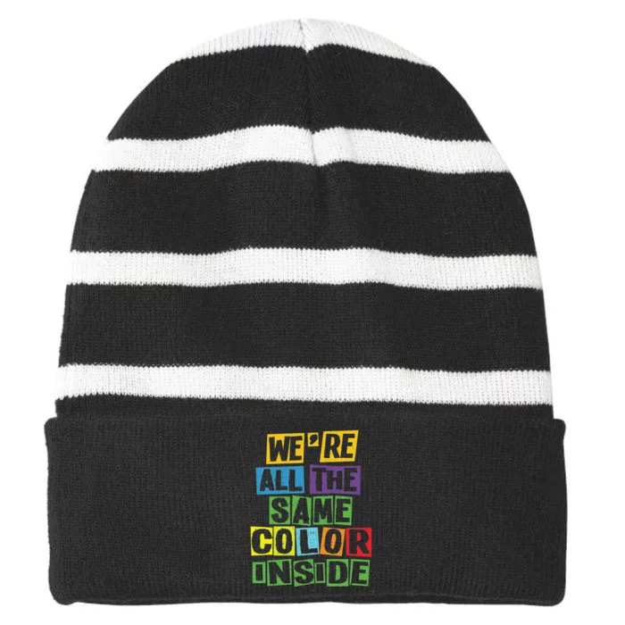 Juneteenth Africa Ancestors Freedom Month We're All The Same Striped Beanie with Solid Band