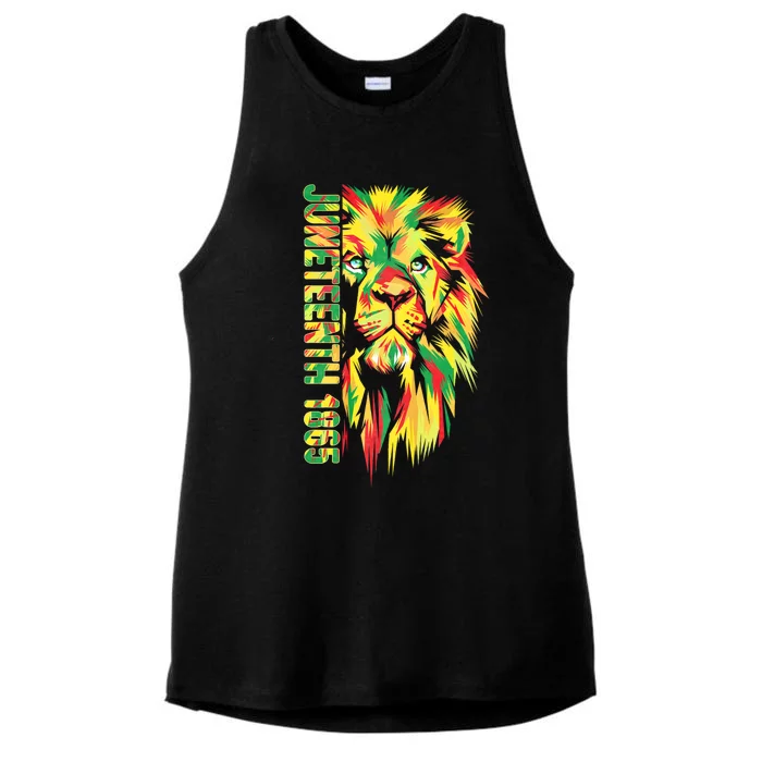 Juneteenth African American Black Lion 1865 King Ladies Tri-Blend Wicking Tank