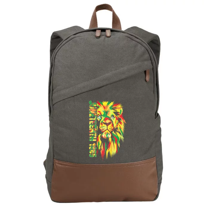 Juneteenth African American Black Lion 1865 King Cotton Canvas Backpack