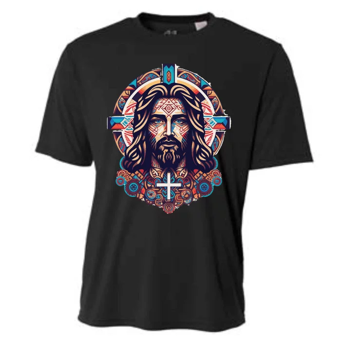 Jesus Abstract Art Cooling Performance Crew T-Shirt