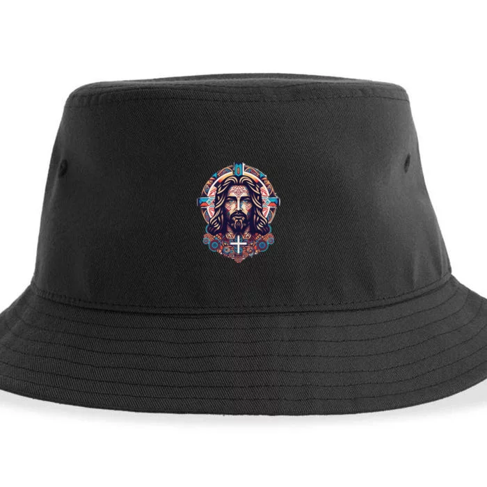 Jesus Abstract Art Sustainable Bucket Hat