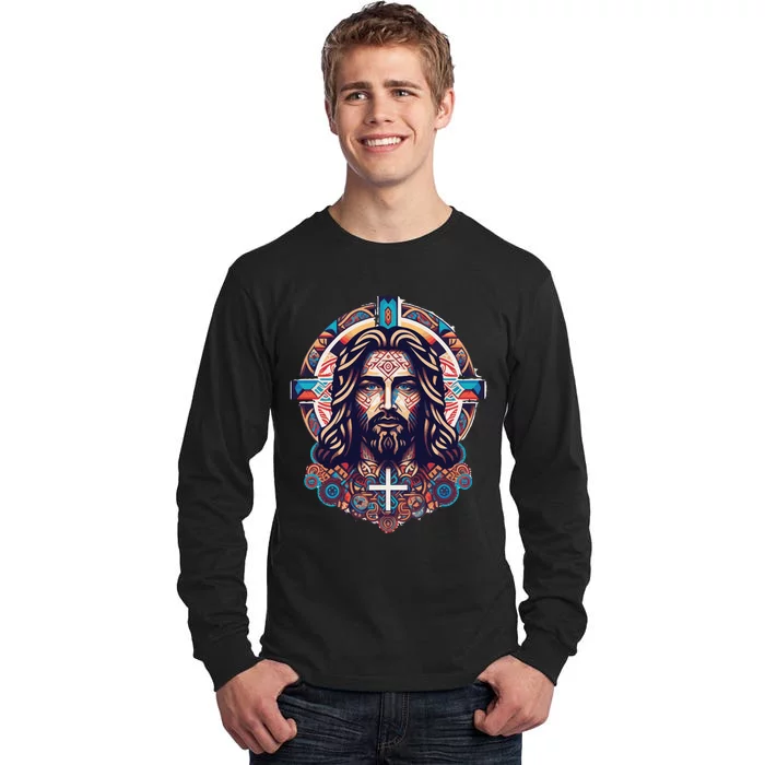 Jesus Abstract Art Tall Long Sleeve T-Shirt