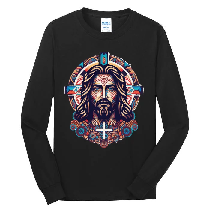 Jesus Abstract Art Tall Long Sleeve T-Shirt