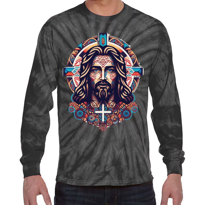 Jesus Abstract Art Tie-Dye Long Sleeve Shirt