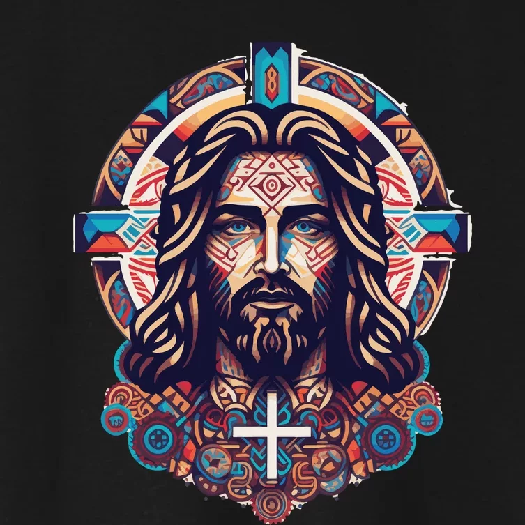 Jesus Abstract Art Women's Crop Top Tee