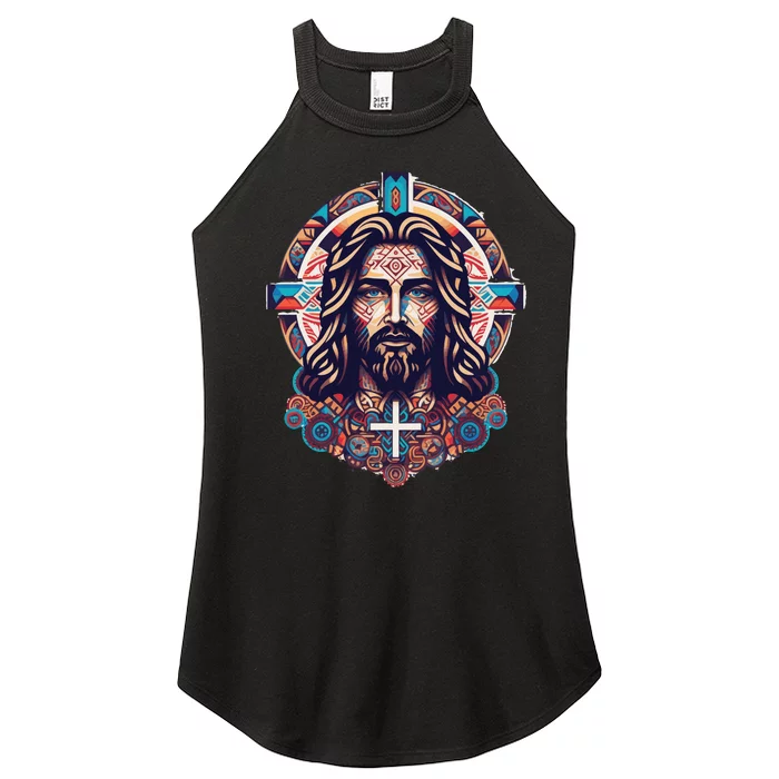 Jesus Abstract Art Women’s Perfect Tri Rocker Tank