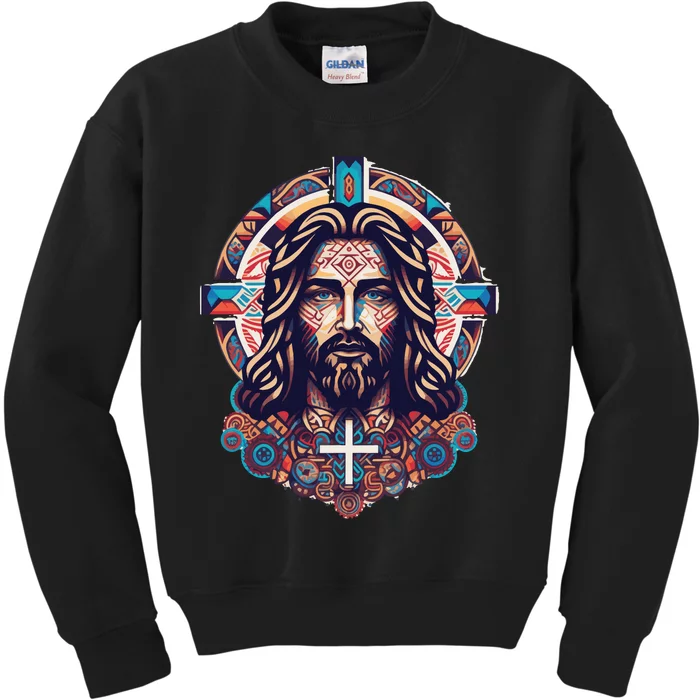 Jesus Abstract Art Kids Sweatshirt