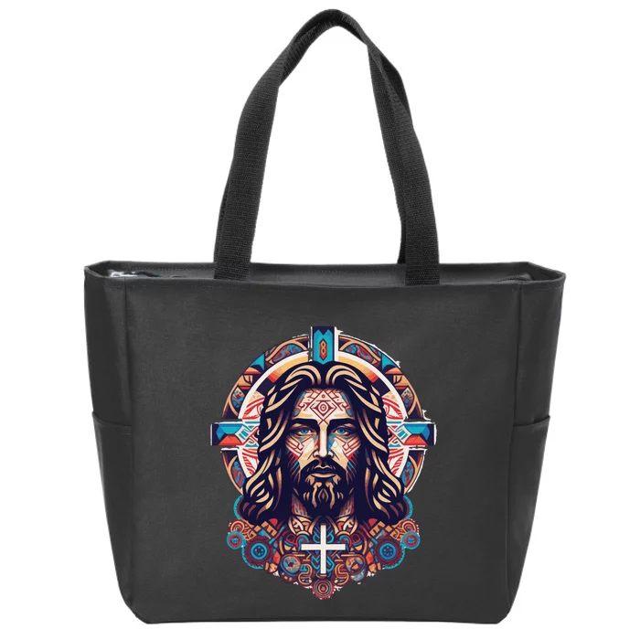 Jesus Abstract Art Zip Tote Bag