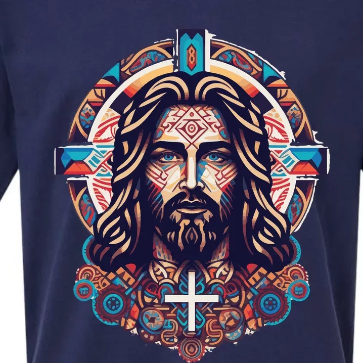 Jesus Abstract Art Sueded Cloud Jersey T-Shirt