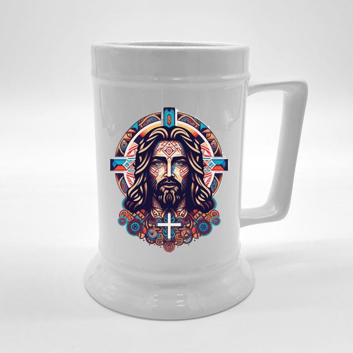 Jesus Abstract Art Front & Back Beer Stein