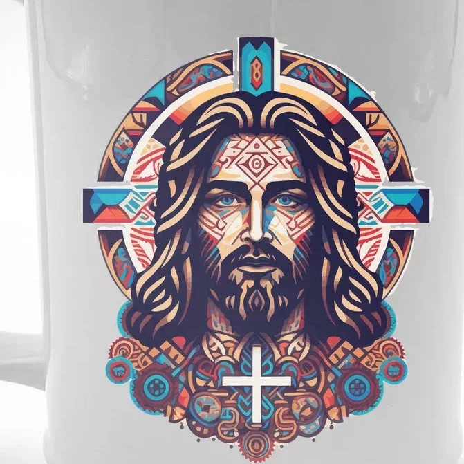 Jesus Abstract Art Front & Back Beer Stein