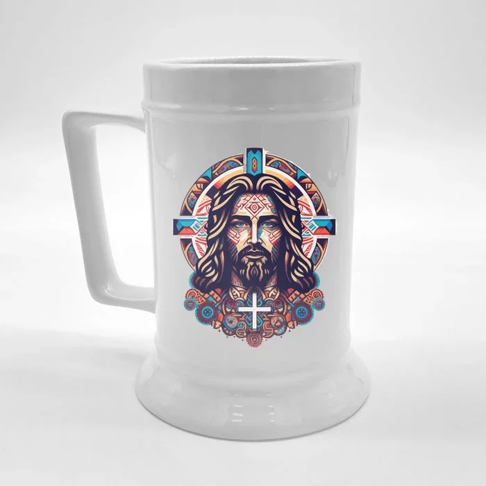 Jesus Abstract Art Front & Back Beer Stein