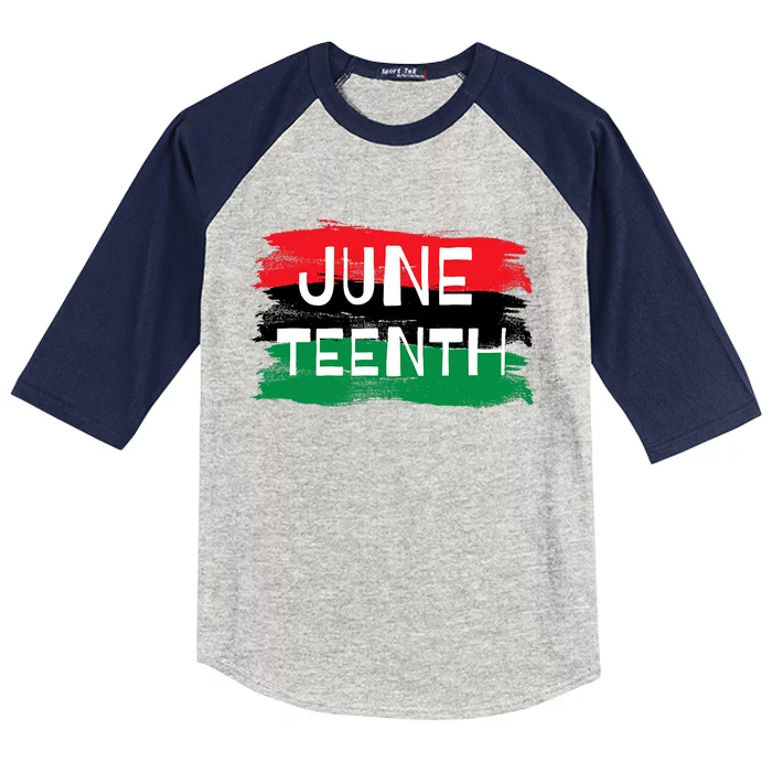 Juneteenth  African American Flag W Celebrate Freedom Kids Colorblock Raglan Jersey