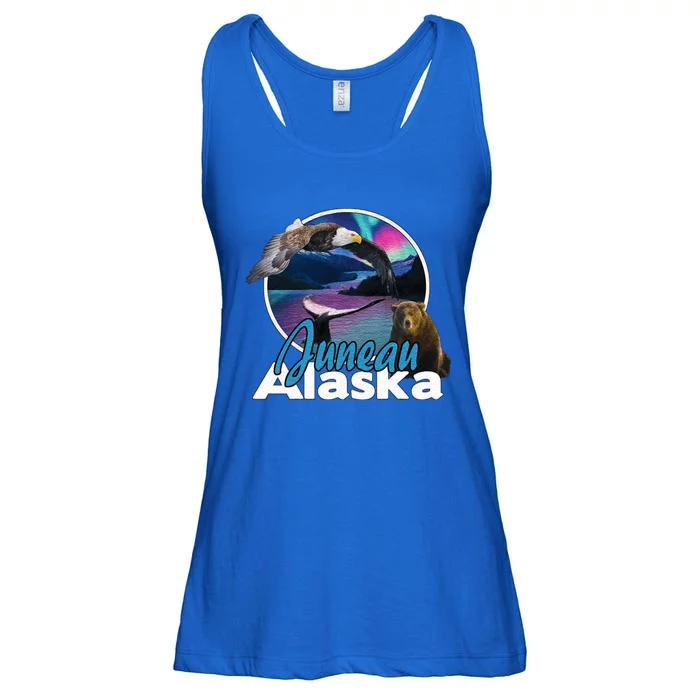 Juneau Alaska Aurora Borealis Eagle Bear Whale Souvenir Cute Gift Ladies Essential Flowy Tank