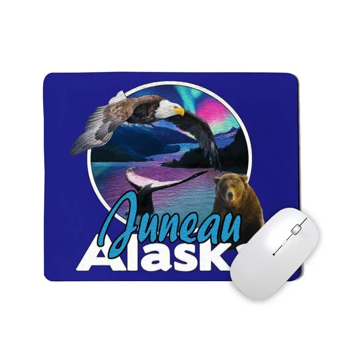 Juneau Alaska Aurora Borealis Eagle Bear Whale Souvenir Cute Gift Mousepad