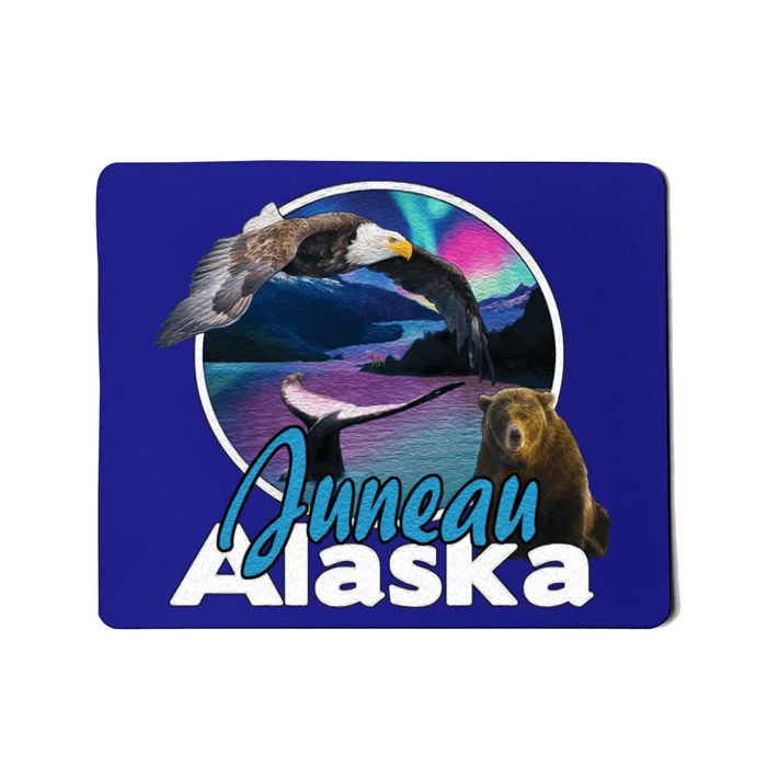 Juneau Alaska Aurora Borealis Eagle Bear Whale Souvenir Cute Gift Mousepad