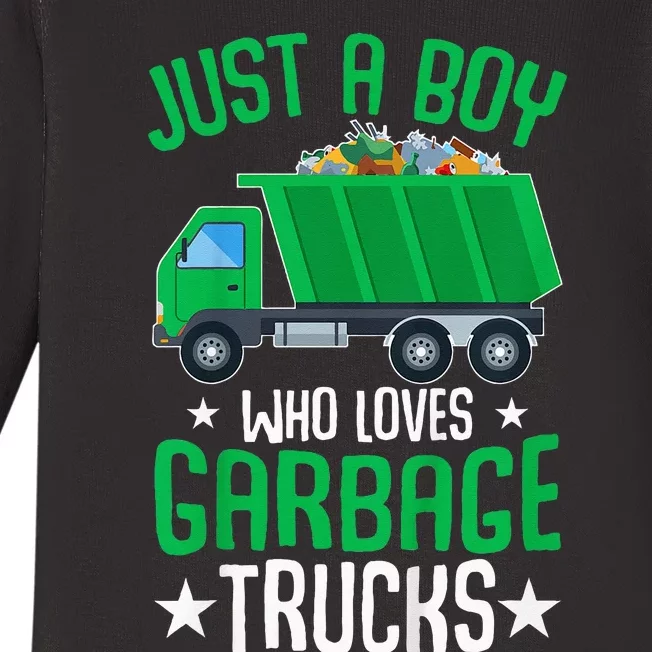 Just A Boy Who Loves Garbage Trucks Baby Long Sleeve Bodysuit