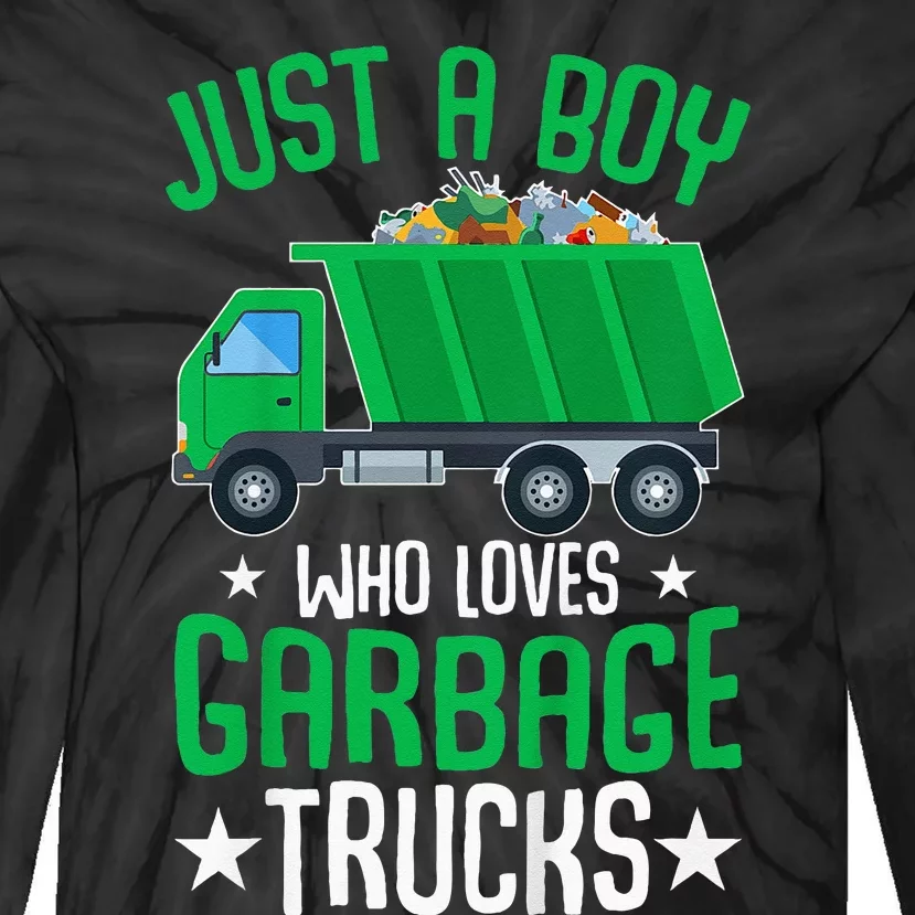 Just A Boy Who Loves Garbage Trucks Tie-Dye Long Sleeve Shirt