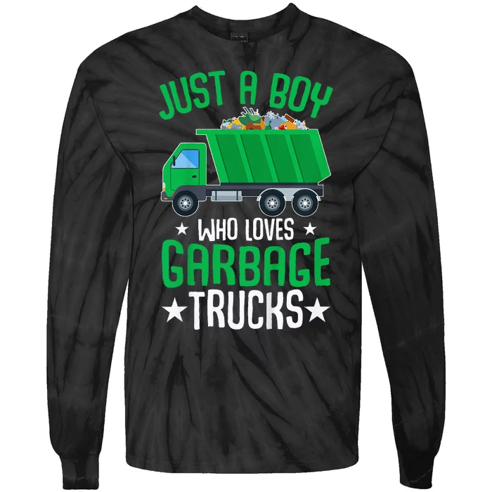 Just A Boy Who Loves Garbage Trucks Tie-Dye Long Sleeve Shirt