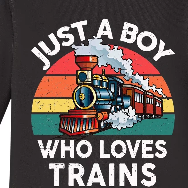 Just A Boy Who Loves Trains Train Lover Baby Long Sleeve Bodysuit