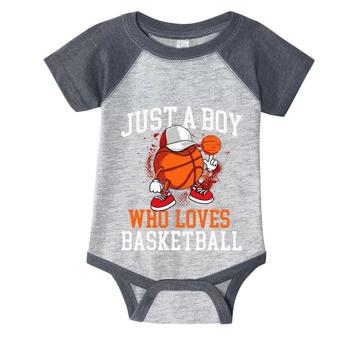 Just A Boy Who Loves Basketball Player Hoops Infant Baby Jersey Bodysuit