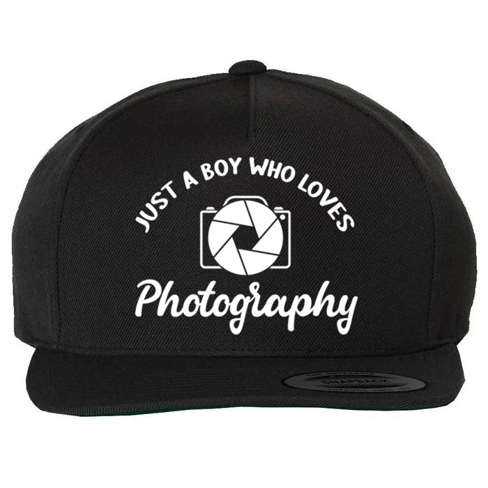 Just A Boy Who Loves Photography Cool Gift Photographer Gift Wool Snapback Cap