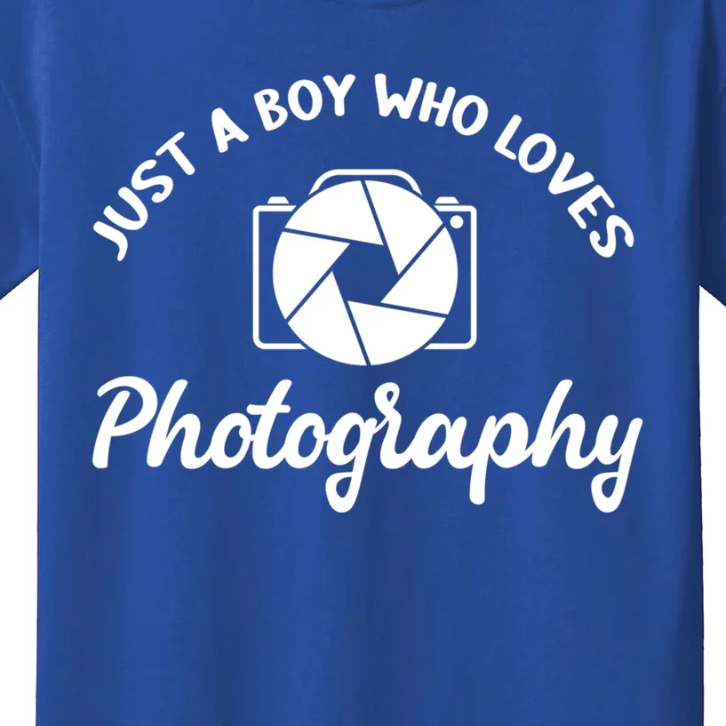 Just A Boy Who Loves Photography Cool Gift Photographer Gift Kids T-Shirt