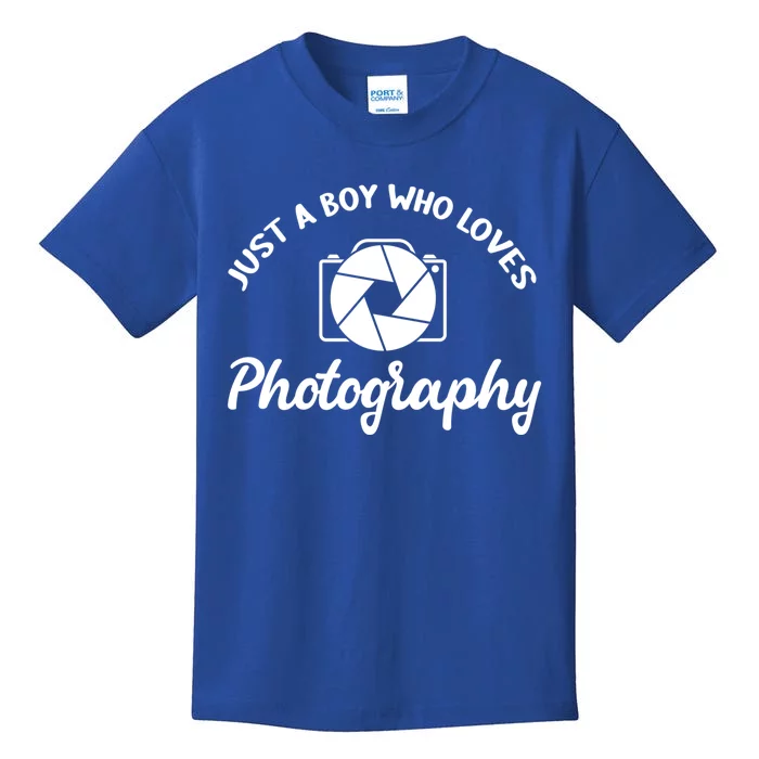 Just A Boy Who Loves Photography Cool Gift Photographer Gift Kids T-Shirt