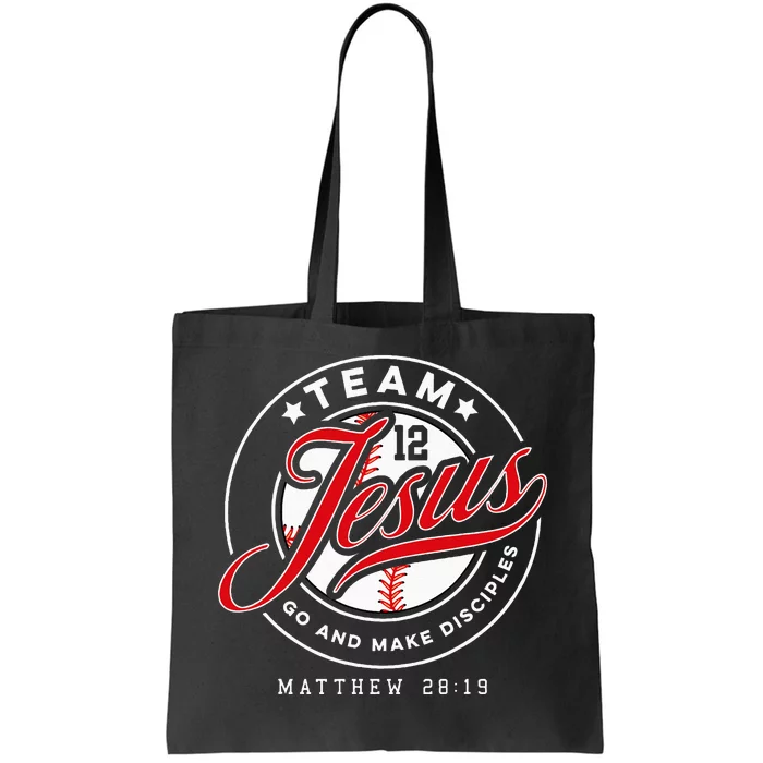 Jesus And Baseball Team Jesus Christian Matthew 2819 Verse Tote Bag