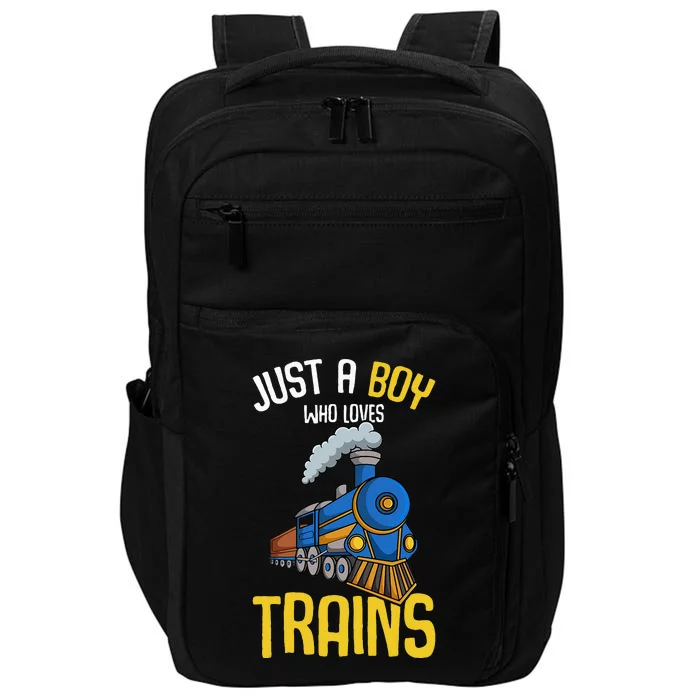 Just A Boy Who Loves Trains Locomotive Train Impact Tech Backpack