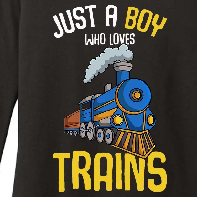 Just A Boy Who Loves Trains Locomotive Train Womens CVC Long Sleeve Shirt