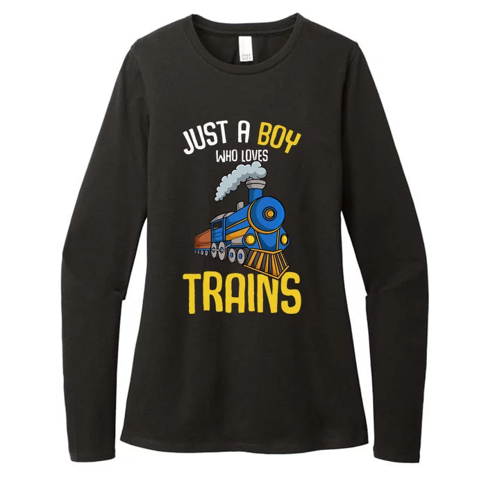 Just A Boy Who Loves Trains Locomotive Train Womens CVC Long Sleeve Shirt