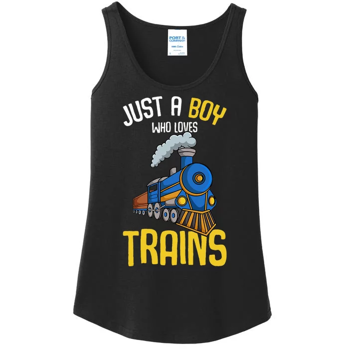 Just A Boy Who Loves Trains Locomotive Train Ladies Essential Tank