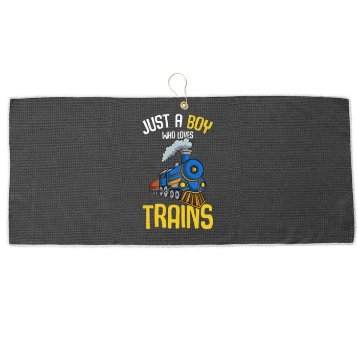 Just A Boy Who Loves Trains Locomotive Train Large Microfiber Waffle Golf Towel