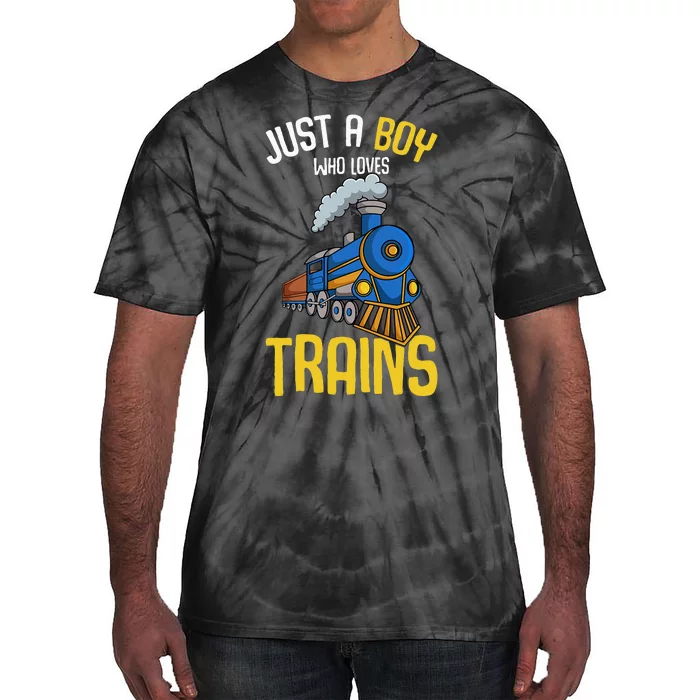 Just A Boy Who Loves Trains Locomotive Train Tie-Dye T-Shirt