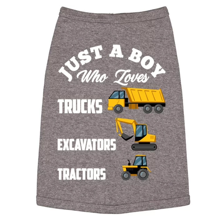 Just A Boy Who Loves Trucks Excavators Tractors Boy Doggie Tank