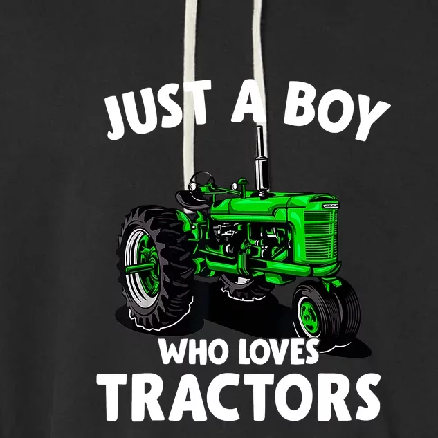 Just A Boy Who Loves Tractors Christmas Farm Life Garment-Dyed Fleece Hoodie