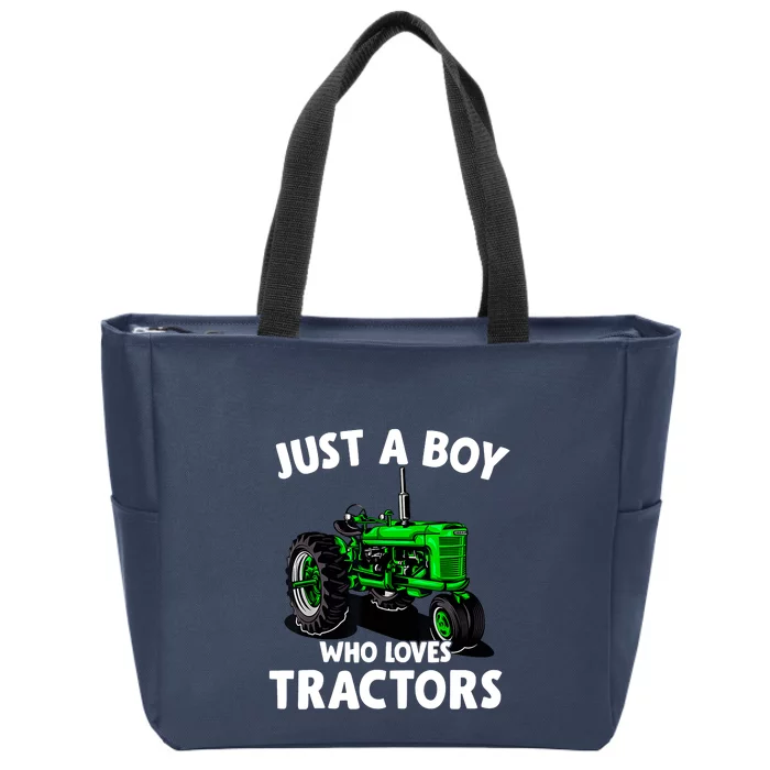 Just A Boy Who Loves Tractors Christmas Farm Life Zip Tote Bag