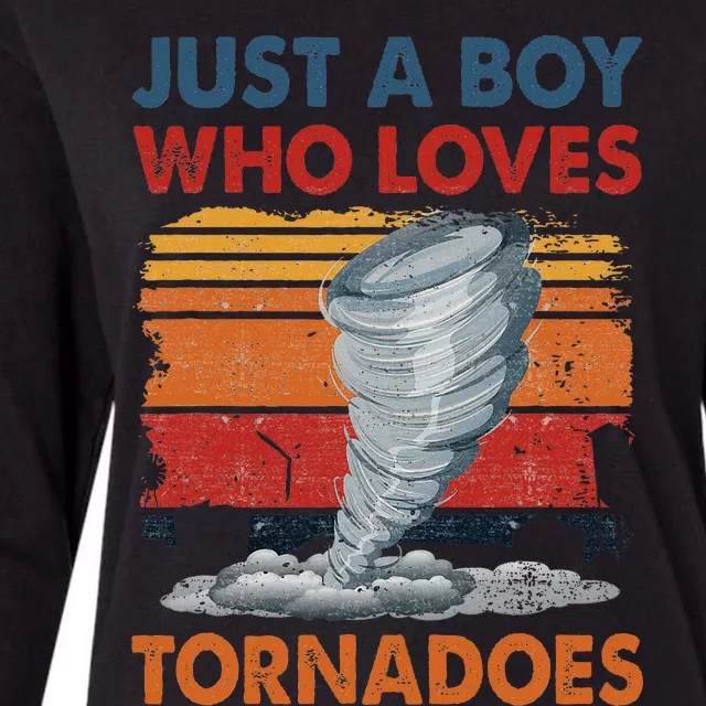 Just A Boy Who Loves Tornado Weather Storm Tornado Chaser Womens Cotton Relaxed Long Sleeve T-Shirt