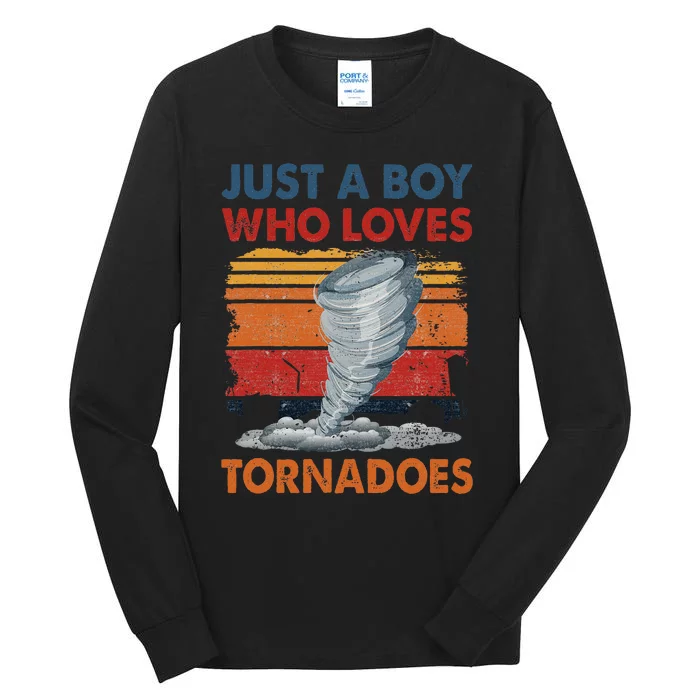 Just A Boy Who Loves Tornado Weather Storm Tornado Chaser Tall Long Sleeve T-Shirt