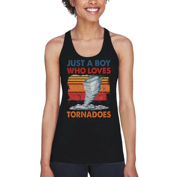 Just A Boy Who Loves Tornado Weather Storm Tornado Chaser Women's Racerback Tank