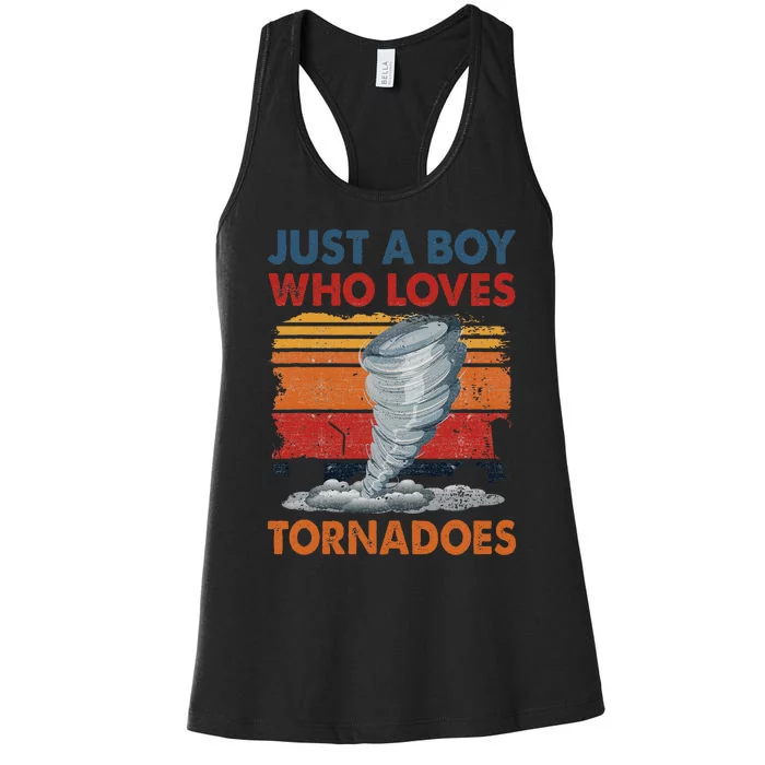 Just A Boy Who Loves Tornado Weather Storm Tornado Chaser Women's Racerback Tank